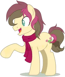 Size: 1280x1515 | Tagged: safe, artist:otakuchicky1, derpibooru import, oc, oc:rose bud, pony, clothes, male, offspring, parent:doctor whooves, parent:roseluck, parents:doctorrose, scarf, simple background, solo, stallion, transparent background