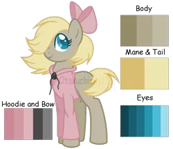 Size: 826x710 | Tagged: safe, artist:otakuchicky1, derpibooru import, oc, oc:brandi muffin, unofficial characters only, pony, bow, clothes, female, hair bow, hoodie, mare, offspring, parent:derpy hooves, parent:feather bangs, parents:derpy bangs, simple background, solo, transparent background