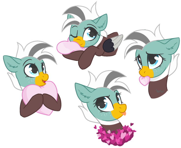 Size: 1932x1572 | Tagged: artist needed, safe, derpibooru import, oc, oc:duk, unofficial characters only, bird, duck, duck pony, pony, cute, ear fluff, emoji, emoticon, female, heart, heart pillow, holiday, mare, mouth hold, pillow, quack, quak, simple background, solo, tongue out, transparent background, valentine, valentine's day