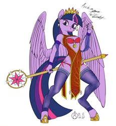 Size: 1850x2000 | Tagged: alicorn, anthro, archmage, armpits, artist:sepiakeys, breasts, busty twilight sparkle, clothes, crown, derpibooru import, ear piercing, earring, eyeshadow, fantasy class, female, hoof shoes, jewelry, lace, leggings, makeup, piercing, regalia, signature, simple background, solo, solo female, staff, suggestive, twilight sparkle, twilight sparkle (alicorn), unguligrade anthro, white background