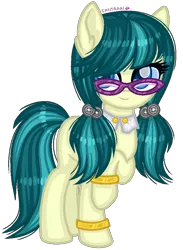 Size: 644x882 | Tagged: safe, artist:fantarianna, derpibooru import, juniper montage, ponified, earth pony, pony, bracelet, equestria girls ponified, female, glasses, jewelry, mare, pigtails, simple background, solo, transparent background