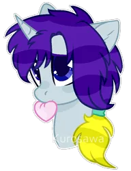 Size: 666x866 | Tagged: safe, artist:kurosawakuro, derpibooru import, oc, oc:suihana-yui kazeshii, pony, unicorn, base used, bust, colored pupils, heart, male, mouth hold, portrait, simple background, solo, stallion, transparent background