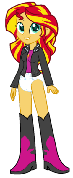 Size: 349x848 | Tagged: suggestive, artist:marcorois, artist:nightred15, artist:salemcat, derpibooru import, edit, edited edit, sunset shimmer, equestria girls, boots, clothes, cute, diaper, diaper fetish, fetish, jacket, shirt, shoes, simple background, solo, transparent background