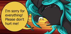 Size: 1284x624 | Tagged: safe, artist:vavacung, derpibooru import, edit, queen chrysalis, changeling, changeling queen, pony, comic:to love alicorn, a better ending for chrysalis, adorkable, alternate ending, alternate scenario, alternate universe, anxiety, apology, begging, breakdown, broken, character development, comic, cropped, crying, crysalis, cute, cutealis, defeated, dialogue, dork, dorkalis, drama queen, eyes closed, faic, fangs, fear, female, floppy ears, frown, good end, majestic as fuck, mare, meta, nervous, open mouth, panic, precious, ptsd, reaction image, redemption, reformed, regret, sad, sadorable, scared, screaming, silly, silly pony, sobbing, solo, sorry, talking, tantrum, teary eyes, teeth, text, tongue out, what if, whining