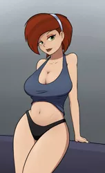Size: 1099x1803 | Tagged: artist:whiskeypanda, bedroom eyes, belly button, big breasts, breasts, busty stellar flare, clothes, derpibooru import, female, hairband, human, humanized, looking at you, milf, simple background, solo, solo female, stellar flare, suggestive, underwear