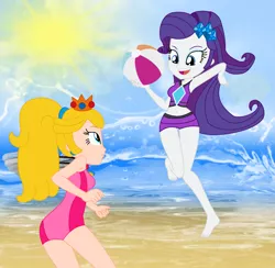 Size: 2001x1949 | Tagged: safe, artist:magical-mama, artist:user15432, artist:yaya54320bases, derpibooru import, rarity, fairy, equestria girls, ball, barefoot, barely eqg related, base used, beach, beach ball, beach volleyball, clothes, crossover, crown, ear piercing, earring, fairy wings, feet, image, jewelry, leotard, mario & sonic, mario & sonic at the london 2012 olympic games, mario & sonic at the olympic games, mario and sonic, mario and sonic at the olympic games, nintendo, ocean, one-piece swimsuit, piercing, pink swimsuit, png, ponytail, princess peach, purple swimsuit, raripeach, regalia, sand, sports, summer, summertime, sun, sunshine, super mario bros., swimsuit, volleyball, wings