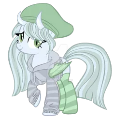 Size: 1280x1354 | Tagged: safe, artist:magicdarkart, derpibooru import, oc, bat pony, clothes, deviantart watermark, female, hoodie, horns, mare, obtrusive watermark, simple background, socks, solo, striped socks, transparent background, watermark