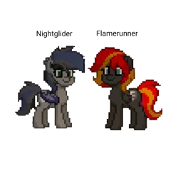 Size: 768x768 | Tagged: safe, artist:crystal wishes, derpibooru import, oc, oc:flame runner, oc:flamerunner, oc:nightglider, unofficial characters only, bat pony, pegasus, pony, pony town, female, fixed, mare, simple background, transparent background