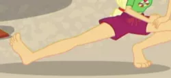 Size: 1280x588 | Tagged: safe, derpibooru import, applejack, equestria girls, equestria girls series, turf war, excercise, feet, leg focus, legs, lifeguard, pictures of legs, sole, toes