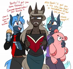 Size: 1145x1080 | Tagged: safe, artist:redxbacon, derpibooru import, oc, oc:parch well, oc:pillow talk, oc:silver spade, unofficial characters only, anthro, unicorn, female, male