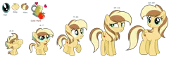 Size: 9299x3024 | Tagged: safe, artist:galaxyswirlsyt, derpibooru import, oc, oc:apple pie, unofficial characters only, pony, 5-year-old, absurd resolution, age progression, baby, baby pony, base used, female, filly, freckles, mare, offspring, parent:applejack, parent:caramel, parents:carajack, puffy cheeks, scrunchy face, simple background, solo, teenager, transparent background