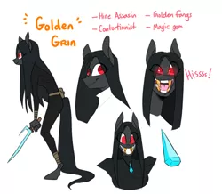 Size: 704x615 | Tagged: anthro, artist:redxbacon, creepy, derpibooru import, female, golden tooth, gold tooth, oc, oc:golden grin, reference sheet, safe, unofficial characters only