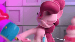 Size: 1280x720 | Tagged: safe, derpibooru import, screencap, pinkie pie, earth pony, pony, hello pinkie pie, 3d, :p, animated, balloon, cute, diapinkes, female, hoof hold, magnetic hooves, mallet, mare, saw, screwdriver, solo, tongue out, wrench