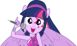 Size: 3158x1899 | Tagged: safe, artist:cloudyglow, derpibooru import, twilight sparkle, twilight sparkle (alicorn), alicorn, equestria girls, perfect day for fun, rainbow rocks, cute, microphone, simple background, solo, transparent background, twiabetes, vector