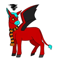 Size: 676x739 | Tagged: annoyed, artist:chili19, bat wings, clothes, colored hooves, derpibooru import, donkey oc, female, hybrid, leonine tail, oc, oc:chili, safe, scarf, simple background, transparent background, unofficial characters only, wings