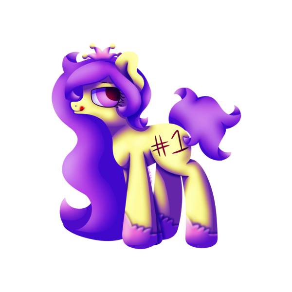 Size: 1920x1920 | Tagged: safe, artist:embroidered equations, derpibooru import, oc, oc:flutterby, unofficial characters only, earth pony, pony, body writing, lineless, lineless art, lineless fullbody, long mane, purple, purple eyes, purple mane, purple tail, short tail, simple background, solo, transparent background, yellow, yellow coat