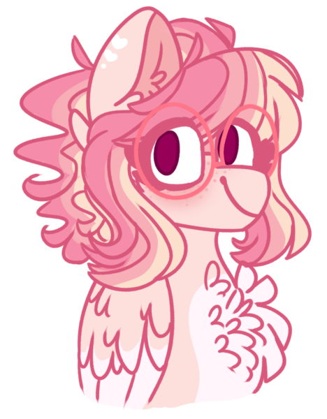 Size: 778x998 | Tagged: safe, artist:luqella, derpibooru import, oc, oc:vanilla cherry pie, pegasus, pony, bust, female, glasses, mare, portrait, simple background, solo, transparent background