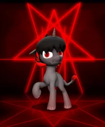 Size: 796x957 | Tagged: artist needed, safe, derpibooru import, oc, oc:ada, unofficial characters only, pony, unicorn, 3d, angry, d'lirium, female, looking at you, mare, pentagram, solo, source filmmaker