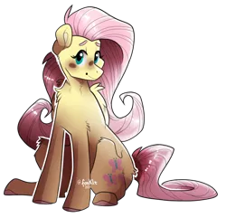 Size: 1122x1080 | Tagged: safe, artist:foxklt, derpibooru import, fluttershy, pegasus, pony, blushing, chest fluff, colored hooves, cute, female, folded wings, head turn, looking at you, looking sideways, mare, shyabetes, simple background, sitting, smiling, solo, three quarter view, transparent background, wings