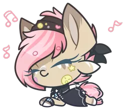 Size: 711x628 | Tagged: artist:ak4neh, chibi, closed species, derpibooru import, music notes, oc, oc:pop rock, safe, simple background, solo, transparent background, unofficial characters only, witchfae