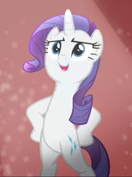 Size: 702x938 | Tagged: safe, derpibooru import, screencap, rarity, pony, unicorn, fake it 'til you make it, bipedal, confident, cropped, female, hooves on hips, mare, open mouth, pose, solo