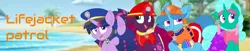 Size: 1963x403 | Tagged: safe, artist:rainbow eevee edits, artist:徐詩珮, derpibooru import, fizzlepop berrytwist, glitter drops, spring rain, tempest shadow, twilight sparkle, twilight sparkle (alicorn), alicorn, unicorn, series:sprglitemplight diary, series:sprglitemplight life jacket days, series:springshadowdrops diary, series:springshadowdrops life jacket days, alternate universe, bisexual, broken horn, clothes, cute, equestria girls outfit, female, forum banner, glitterbetes, glitterlight, glittershadow, horn, lesbian, lifeguard, lifeguard spring rain, paw patrol, polyamory, shipping, sprglitemplight, springbetes, springdrops, springlight, springshadow, springshadowdrops, tempestbetes, tempestlight