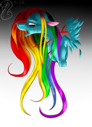 Size: 4000x5500 | Tagged: grimdark, artist:fixielle, artist:missdids, derpibooru import, rainbow dash, pony, alternate hairstyle, arrow, blood, collaboration, crying, eyes rolling back, female, floppy ears, gradient background, injured, lidded eyes, mare, one wing out, open collaboration, open mouth, simple background, solo, transparent background, wings