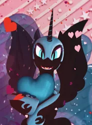 Size: 800x1080 | Tagged: safe, artist:feuerrader-nmm, derpibooru import, nightmare moon, pony, 3d, heart, solo