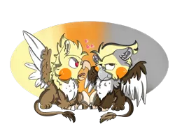 Size: 2000x1500 | Tagged: safe, artist:euspuche, derpibooru import, oc, bird, cockatiel, gryphon, angry, chibi, commission, egg, fluffy, looking at you, love