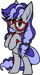 Size: 2795x5125 | Tagged: safe, artist:tridashie, derpibooru import, oc, oc:cinnabyte, unofficial characters only, earth pony, pony, adorkable, bandana, cute, dork, glasses, simple background, solo, standing, transparent background, vector