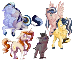 Size: 1280x1043 | Tagged: safe, artist:parrpitched, deleted from derpibooru, derpibooru import, oc, oc:duchess day, oc:foehn winds, oc:rollin' record, oc:sea side, oc:soulful sonata, oc:veea, unofficial characters only, changeling, earth pony, pegasus, pony, unicorn, female, flower, magical lesbian spawn, male, mare, mouth hold, offspring, parent:fire streak, parent:fleur-de-lis, parent:high winds, parent:neon lights, parent:oc:aria cappella, parent:octavia melody, parent:sunburst, parent:vinyl scratch, parents:canon x oc, parents:fleurburst, parents:scratchtavia, shipping, simple background, stallion, transparent background