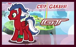 Size: 1280x800 | Tagged: safe, artist:inkandmystery, derpibooru import, oc, oc:chip ganassi, pegasus, pony, ford, ford gt lm gte, male, stallion, wristband