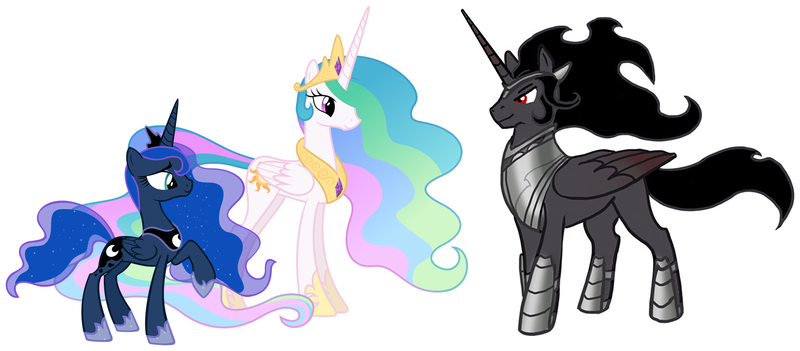 Size: 2087x916 | Tagged: artist needed, safe, derpibooru import, king sombra, princess celestia, princess luna, alicorn, pony, alicornified, alternate universe, armor, beautiful, bedroom eyes, bisexual, celestibra, celumbra, covered cutie mark, crown, cutie mark, ethereal mane, female, flirting, friendship, good king sombra, handsome, hearts and hooves day, hidden cutie mark, holiday, hoof shoes, horn, implied celestibra, implied celumbra, implied group sex, implied lumbra, implied polyamory, implied sex, implied shipping, implied threesome, incest, jewelry, king sombra gets all the mares, large wings, lesbian, long horn, looking at each other, lucky bastard, lumbra, majestic, male, mane, mare, ot3, peytral, polyamory, race swap, regal, regalia, romance, royal sisters, royalty, seduction, shipping, smiling, sombracorn, stallion, starry mane, straight, stupid sexy sombra, this will end in kisses, this will end in love, this will end in snu snu, trio, valentine's day, when he smiles, wings