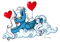 Size: 1280x892 | Tagged: alicorn, artist:lomavithky, balloon, bow, candy, cloud, derpibooru import, female, food, hair bow, heart balloon, hearts and hooves day, holiday, lollipop, mare, oc, oc:fleurbelle, safe, simple background, solo, transparent background, unofficial characters only, valentine's day