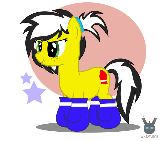 Size: 1418x1241 | Tagged: safe, artist:wheatley r.h., derpibooru import, oc, oc:uppercute, unofficial characters only, earth pony, pony, boxing gloves, female, mane, mare, simple background, solo, vector, watermark, wavy mouth