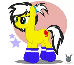 Size: 1418x1241 | Tagged: safe, alternate version, artist:wheatley r.h., derpibooru import, oc, oc:uppercute, unofficial characters only, earth pony, pony, boxing gloves, female, mane, mare, simple background, solo, vector, watermark, wavy mouth