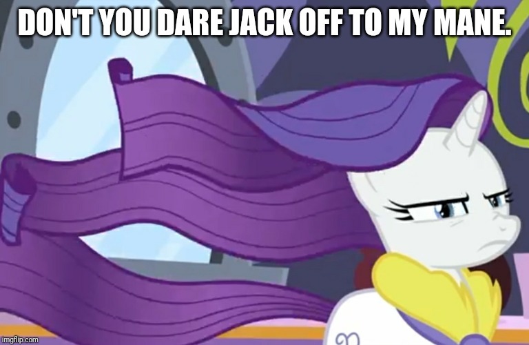 Size: 768x500 | Tagged: suggestive, derpibooru import, edit, edited screencap, screencap, rarity, unicorn, rarity's biggest fan, spoiler:interseason shorts, bathrobe, caption, clothes, dirty joke, don't even think about it, exploitable meme, fourth wall break, glare, image macro, meme, rarity is not amused, robe, text, unamused