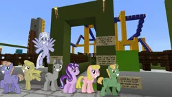 Size: 1334x750 | Tagged: safe, artist:vector-brony, derpibooru import, edit, editor:topsangtheman, offbeat, starlight glimmer, earth pony, pegasus, pony, unicorn, the cutie map, minecraft, roller coaster