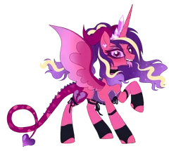 Size: 1000x859 | Tagged: safe, artist:unoriginai, derpibooru import, princess cadance, alicorn, succubus, clothes, corset, devil tail, fangs, heart eyes, horns, nightmarified, simple background, siren song, snake tongue, solo, split tongue, succubus tail, tongue out, transparent background, wingding eyes