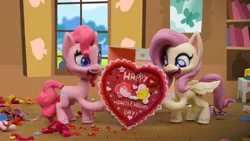 Size: 1920x1080 | Tagged: safe, derpibooru import, screencap, fluttershy, pinkie pie, earth pony, pegasus, pony, my little pony: pony life, my little pony: stop motion short, valentine's day card (short), hearts and hooves day, stop motion, valentine's day card