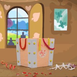 Size: 540x540 | Tagged: safe, derpibooru import, screencap, pinkie pie, earth pony, pony, my little pony: pony life, my little pony: stop motion short, valentine's day card (short), animated, cropped, fluttershy's cottage, gif, solo, stop motion