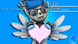 Size: 3840x2160 | Tagged: 3d, antlers, artist:technickarts, card, clothes, collar, cute, deer, deer oc, deer pony, derpibooru import, glasses, heart, hearts and hooves day, holding heart, holiday, hybrid, oc, oc:cheru, original species, peryton, safe, socks, source filmmaker, spiked collar, striped socks, unofficial characters only, valentine's day, watermark, weapons-grade cute