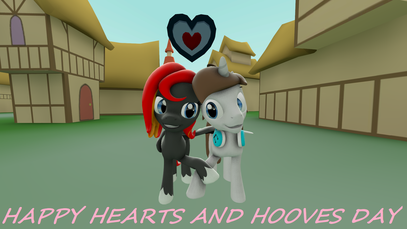 Size: 1920x1080 | Tagged: safe, derpibooru import, oc, oc:flame runner, oc:flamerunner, pegasus, pony, unicorn, 3d, female, heart, hearts and hooves day, holiday, male, mare, source filmmaker, stallion, valentine's day