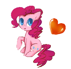 Size: 415x400 | Tagged: safe, artist:bae-mon, derpibooru import, pinkie pie, earth pony, pony, animated, blinking, cute, diapinkes, female, heart, mare, simple background, sitting, solo, transparent background