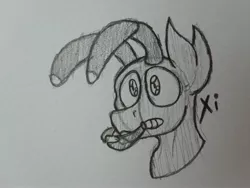 Size: 2576x1932 | Tagged: ant, antennae, ant pony, artist:drheartdoodles, bust, derpibooru import, insect, mandibles, oc, oc:xi, original species, portrait, safe, solo, traditional art, unofficial characters only