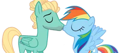 Size: 1024x453 | Tagged: safe, artist:purplewonderpower, deleted from derpibooru, derpibooru import, rainbow dash, zephyr breeze, pegasus, pony, eyes closed, female, kissing, male, shipping, simple background, spread wings, straight, transparent background, wings, zephdash