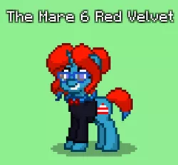 Size: 481x445 | Tagged: safe, derpibooru import, oc, oc:red velvet, pony, unicorn, pony town, bow ties, clothes, cutie mark, dergunstown, glasses, smiling
