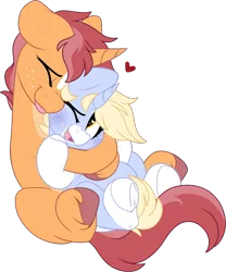 Size: 1617x1943 | Tagged: safe, artist:mulberrytarthorse, derpibooru import, oc, oc:game guard, oc:nootaz, unofficial characters only, pony, art trade, chubby, couple, cute, duo, female, holiday, hug, male, mare, simple background, stallion, transparent background, valentine, valentine's day