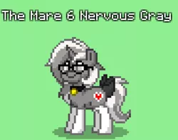 Size: 544x428 | Tagged: safe, derpibooru import, oc, oc:nervous gray, pony, unicorn, pony town, bow, clothes, dergunstown, female, glasses, mare, socks