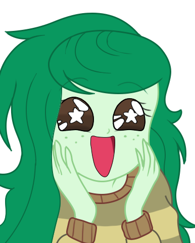 Size: 386x480 | Tagged: safe, artist:scampy, derpibooru import, wallflower blush, equestria girls, cute, flowerbetes, reaction image, sailor moon, simple background, smiling, solo, starry eyes, transparent background, wingding eyes